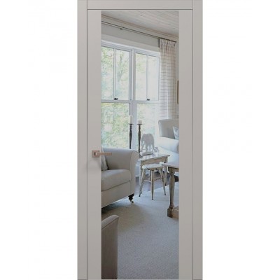 Двері Папа Карло PLATO PL-14 Світло сірий супермат, кромка алюміній срібло