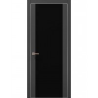 Двери Папа Карло PLATO PL-14 Темно серый супермат, кромка алюминий серебро