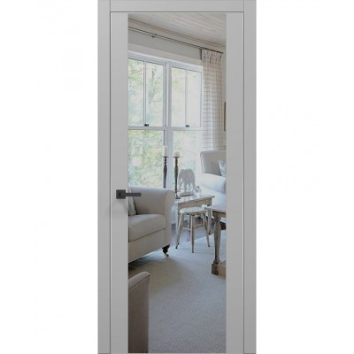 Двері Папа Карло PLATO PL-14 Сірий матовий, кромка алюміній срібло