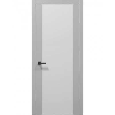 Двері Папа Карло PLATO PL-14 Сірий матовий, кромка алюміній срібло