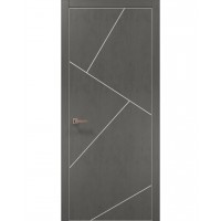 Двері Папа Карло PLATO PL-15 Бетон сірий, кромка алюміній срібло