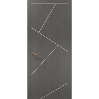 Двері Папа Карло PLATO PL-15 Бетон сірий, кромка алюміній срібло