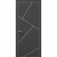 Двері Папа Карло PLATO PL-15 Темно сірий супермат, кромка алюміній срібло