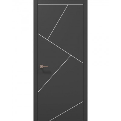 Двері Папа Карло PLATO PL-15 Темно сірий супермат, кромка алюміній срібло