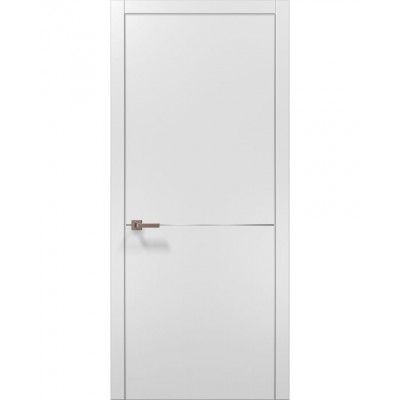 Двері Папа Карло PLATO PL-21 Білий матовий, кромка алюміній срібло