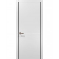 Двері Папа Карло PLATO PL-21 Білий матовий, кромка алюміній чорний