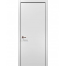 Двері Папа Карло PLATO PL-21 Білий матовий, кромка алюміній чорний