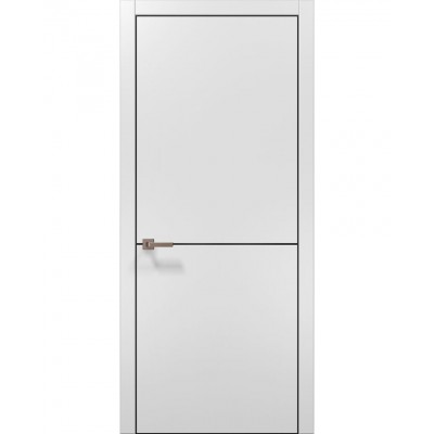 Двері Папа Карло PLATO PL-21 Білий матовий, кромка алюміній чорний