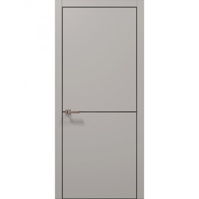 Двери Папа Карло PLATO PL-21 Светло серый супермат, кромка алюминий черный