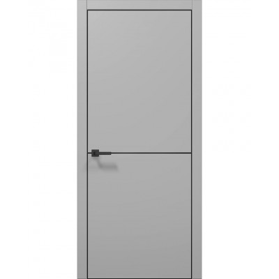 Двері Папа Карло PLATO PL-21 Сірий матовий, кромка алюміній чорний