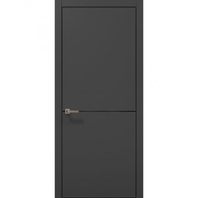 Двері Папа Карло PLATO PL-21 Темно сірий супермат, кромка алюміній чорний