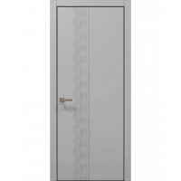 Двери Папа Карло STYLE ST-12 Серый матовый, кромка алюминий черный