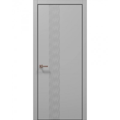 Двері Папа Карло STYLE ST-12 Сірий матовий, кромка алюміній чорний