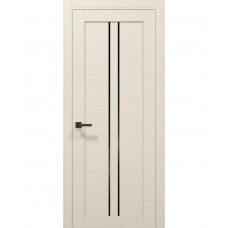 Двери Папа Карло TETRA T-02 Кремовий матовий, стекло черное