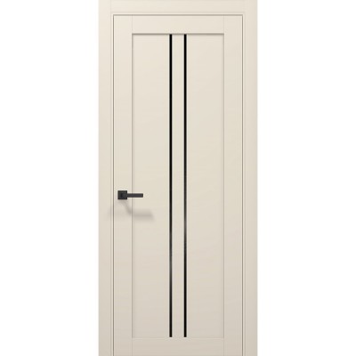 Двери Папа Карло TETRA T-02 Кремовий матовий, стекло черное