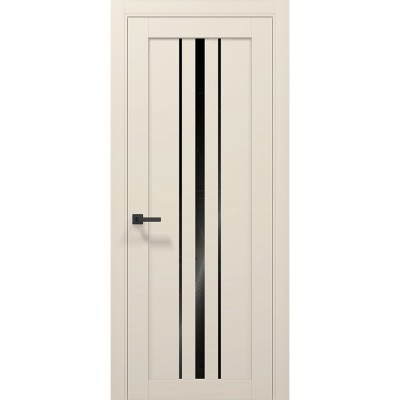 Двери Папа Карло TETRA T-03 Кремовий матовий, стекло черное