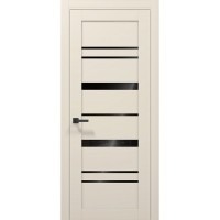 Двери Папа Карло TETRA T-05 Кремовий матовий, стекло черное
