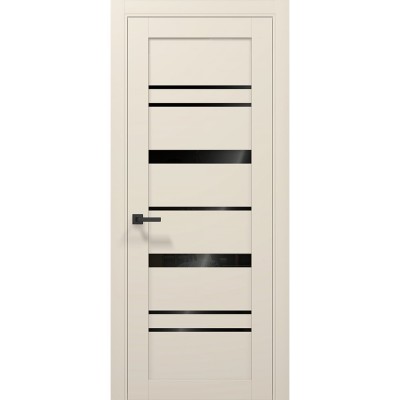 Двери Папа Карло TETRA T-05 Кремовий матовий, стекло черное