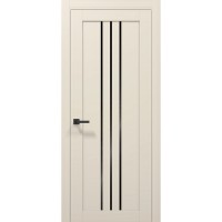 Двери Папа Карло TETRA T-06 Кремовий матовий, стекло черное