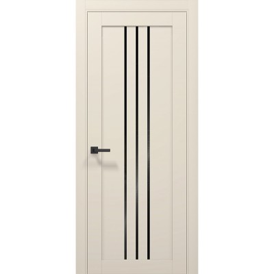 Двери Папа Карло TETRA T-06 Кремовий матовий, стекло черное