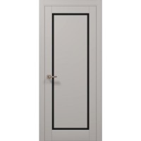 Двері Папа Карло MILLENIUM ML-720 Емаліт світло сірий супермат (ral 7044) скло чорне