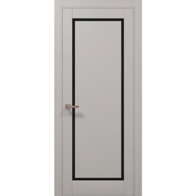 Двері Папа Карло MILLENIUM ML-720 Емаліт світло сірий супермат (ral 7044) скло чорне