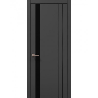 Міжкімнатні двері Папа Карло PLATO PL-22 Темно сірий супермат, кромка алюміній чорний