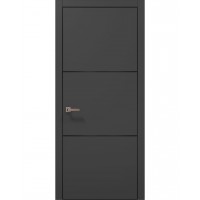 Міжкімнатні двері Папа Карло PLATO PL-23 Темно сірий супермат, кромка алюміній чорний