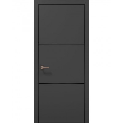 Міжкімнатні двері Папа Карло PLATO PL-23 Темно сірий супермат, кромка алюміній чорний
