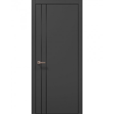 Міжкімнатні двері Папа Карло PLATO PL-24 Темно сірий супермат, кромка алюміній чорний
