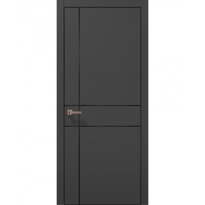 Міжкімнатні двері Папа Карло PLATO PL-30 Темно сірий супермат, кромка алюміній чорний
