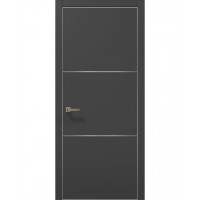 Міжкімнатні двері Папа Карло PLATO PL-23 Темно сірий супермат, кромка алюміній срібло