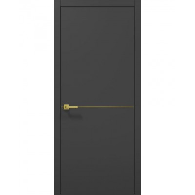Міжкімнатні двері Папа Карло PLATO PL-21 Темно сірий супермат (ral 7016), кромка АВСЗ