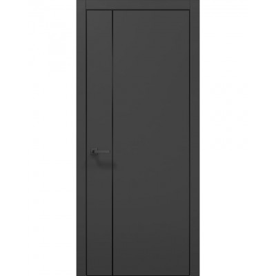 Міжкімнатні двері Папа Карло PLATO PL-31 Темно сірий супермат, кромка алюміній чорний