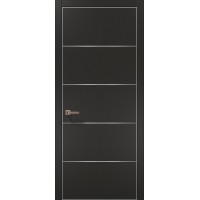 Міжкімнатні двері Папа Карло PLATO PL-02 Темно сірий супермат, кромка алюміній срібло