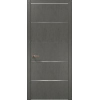 Межкомнатные двери Папа Карло PLATO PL-02 Бетон серый, кромка алюминий серебро