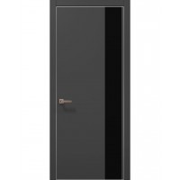 Міжкімнатні двері Папа Карло PLATO PL-05 Темно сірий супермат, кромка алюміній срібло