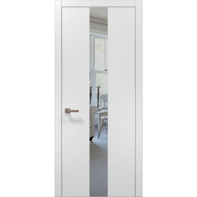 Міжкімнатні двері Папа Карло PLATO PL-06 Білий матовий, кромка алюміній срібло