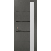 Межкомнатные двери Папа Карло PLATO PL-11 Бетон серый, кромка алюминий черный
