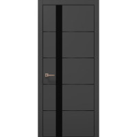 Міжкімнатні двері Папа Карло PLATO PL-12 Темно сірий супермат, кромка алюміній чорний