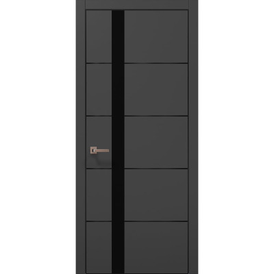 Міжкімнатні двері Папа Карло PLATO PL-12 Темно сірий супермат, кромка алюміній чорний