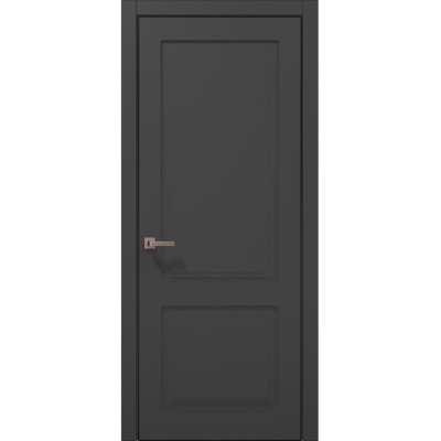 Межкомнатные двери Папа Карло STYLE ST-02 Темно серый супермат, кромка алюминий черный