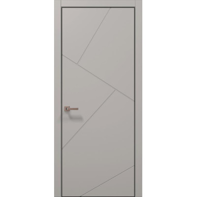 Межкомнатные двери Папа Карло STYLE ST-05 Светло серый супермат, кромка алюминий черный