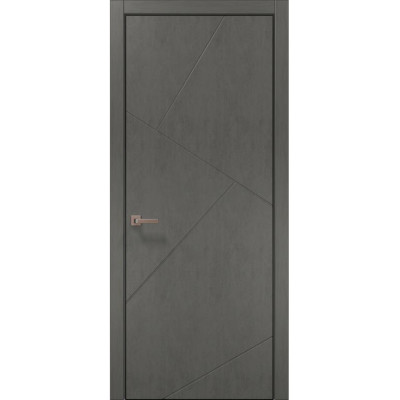 Межкомнатные двери Папа Карло STYLE ST-05 Бетон серый, кромка алюминий черный