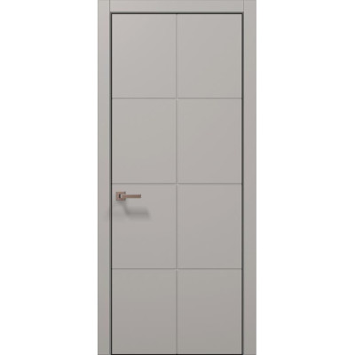 Межкомнатные двери Папа Карло STYLE ST-06 Светло серый супермат, кромка алюминий черный
