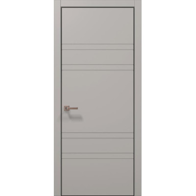 Межкомнатные двери Папа Карло STYLE ST-08 Светло серый супермат, кромка алюминий черный
