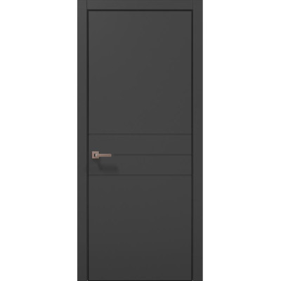 Межкомнатные двери Папа Карло STYLE ST-14 Темно серый супермат, кромка алюминий черный