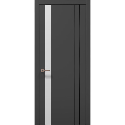 Міжкімнатні двері Папа Карло PLATO PL-22 Темно сірий супермат, кромка алюміній чорний