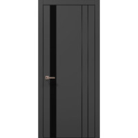 Міжкімнатні двері Папа Карло PLATO PL-22 Темно сірий супермат, кромка алюміній чорний