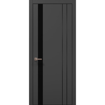 Міжкімнатні двері Папа Карло PLATO PL-22 Темно сірий супермат, кромка алюміній чорний